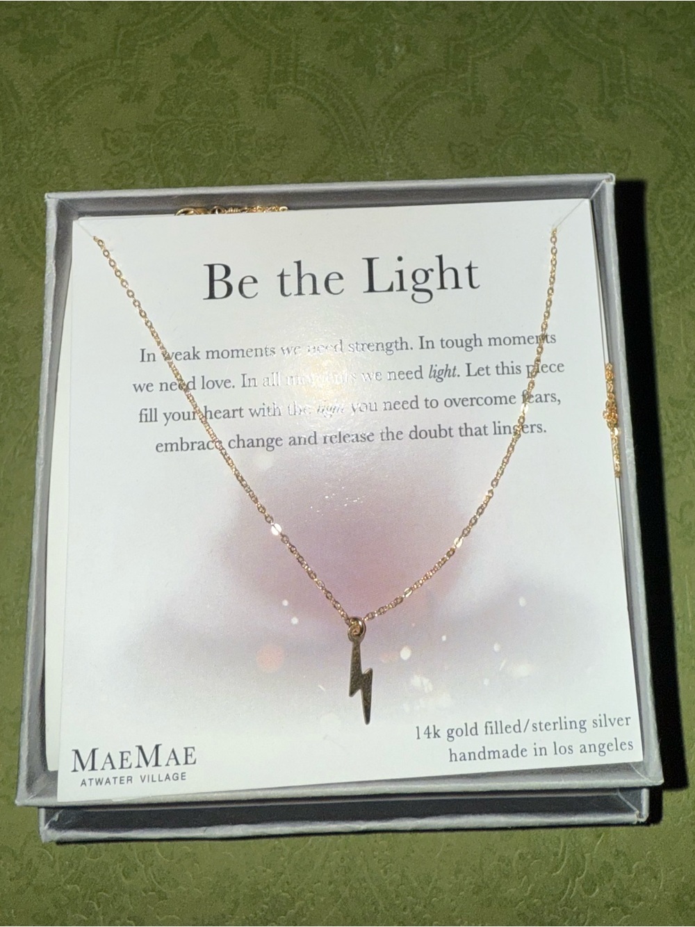 MaeMae 'Be the Light' Lightning Bolt Necklace in Gold
